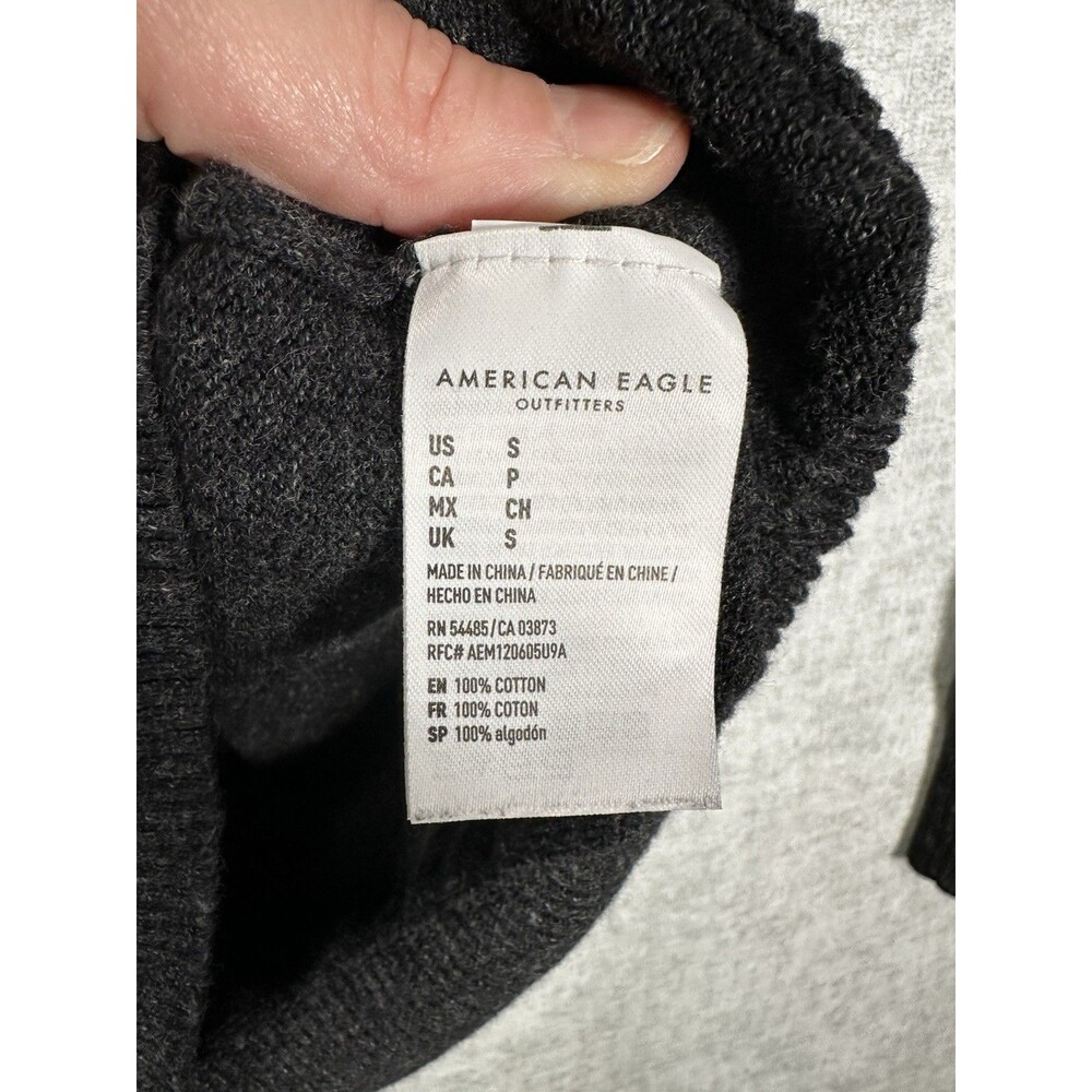 American Eagle Men's Heather Gray Cotton Long Sleeve Crewneck Sweater Size Small - Picture 5 of 6